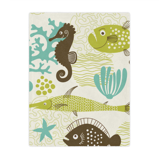 Minky Blanket - Colorful Ocean Animal Design, Perfect for Kids, Nurseries, Great Gifts for Baby Showers, Birthdays