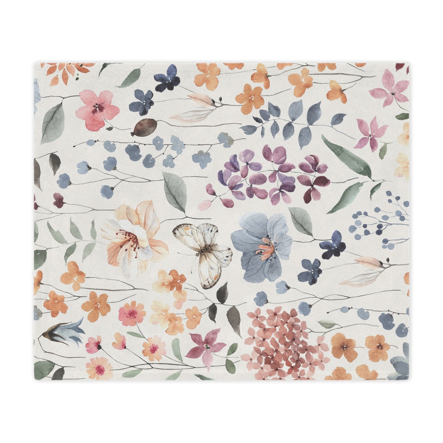 Floral Blanket, Cozy Throw, Baby Shower Gift, Nursery Decor, Soft & Warm Minky Blanket for Home Decor