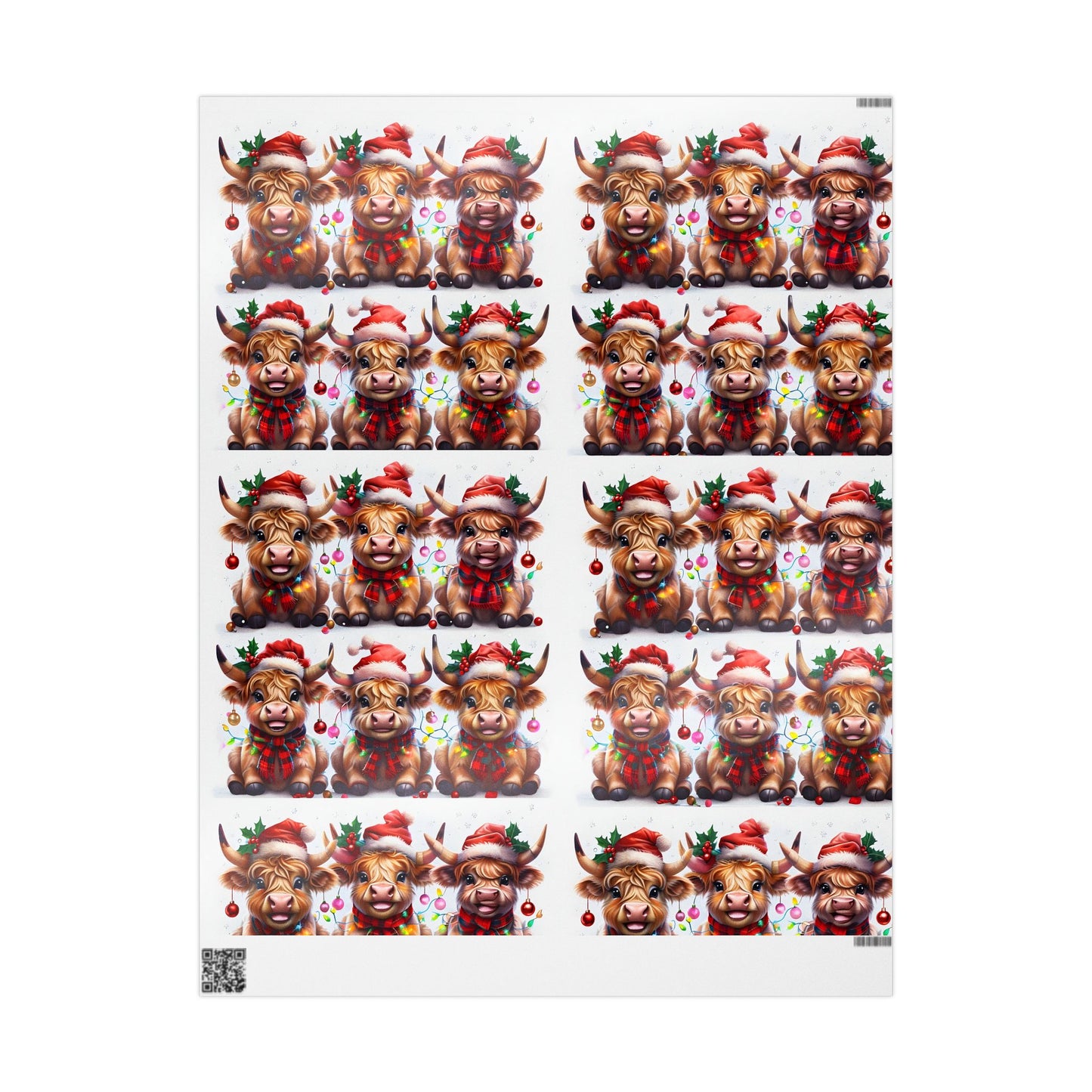 Wrapping Paper - Laughing Highland Cow Design