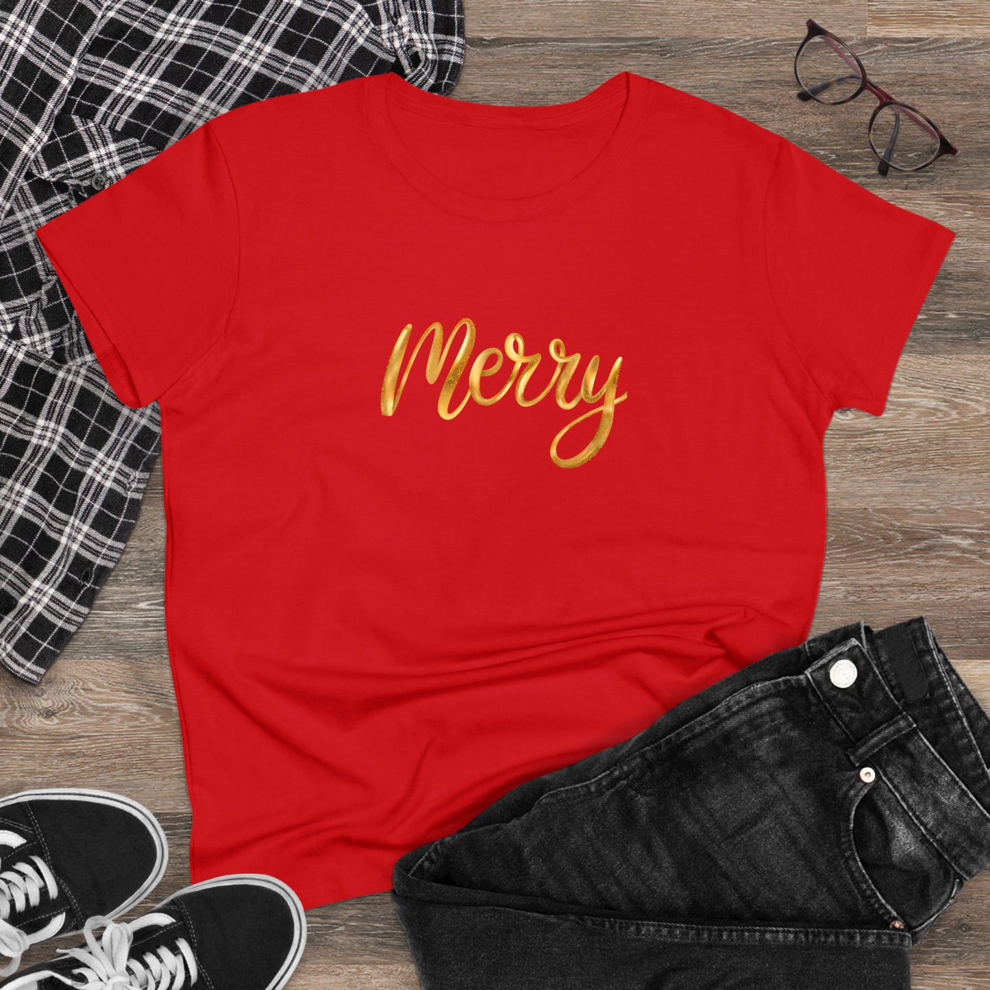 Gold Merry Christmas Tee