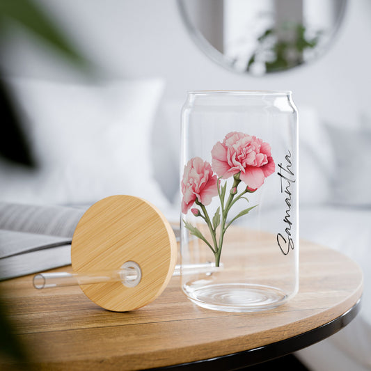 Personalized Birth Flower Sipper Glass