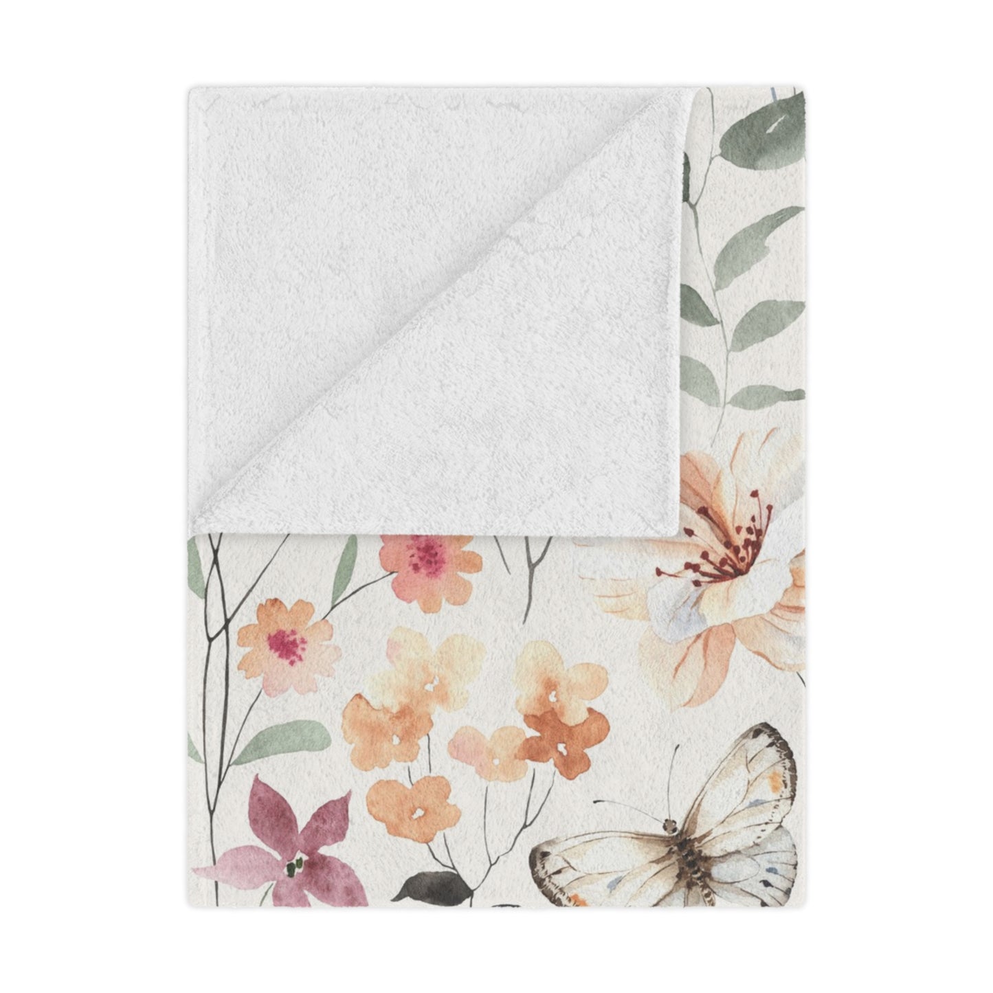 Floral Blanket, Cozy Throw, Baby Shower Gift, Nursery Decor, Soft & Warm Minky Blanket for Home Decor