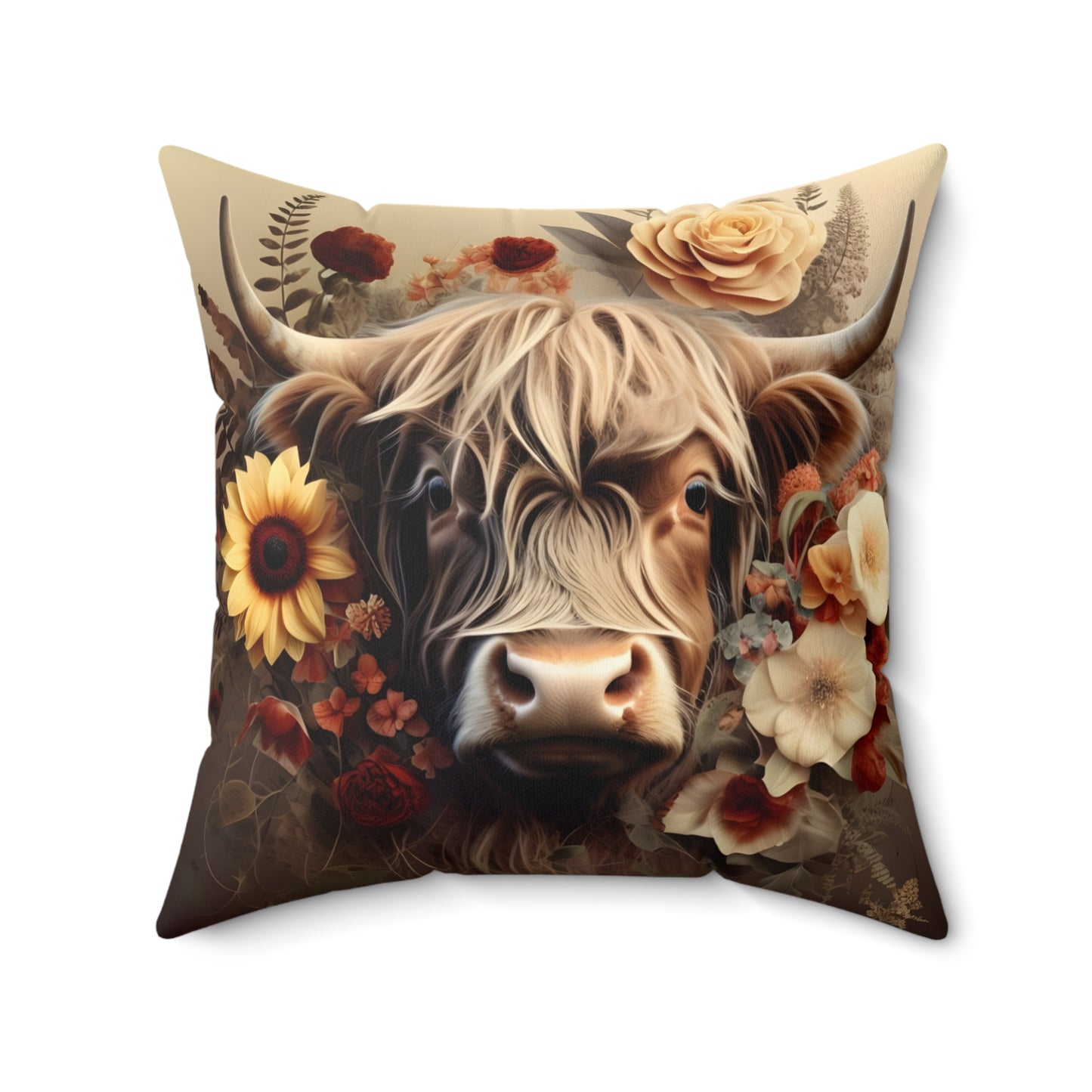 Vintage Highland Cow Pillow