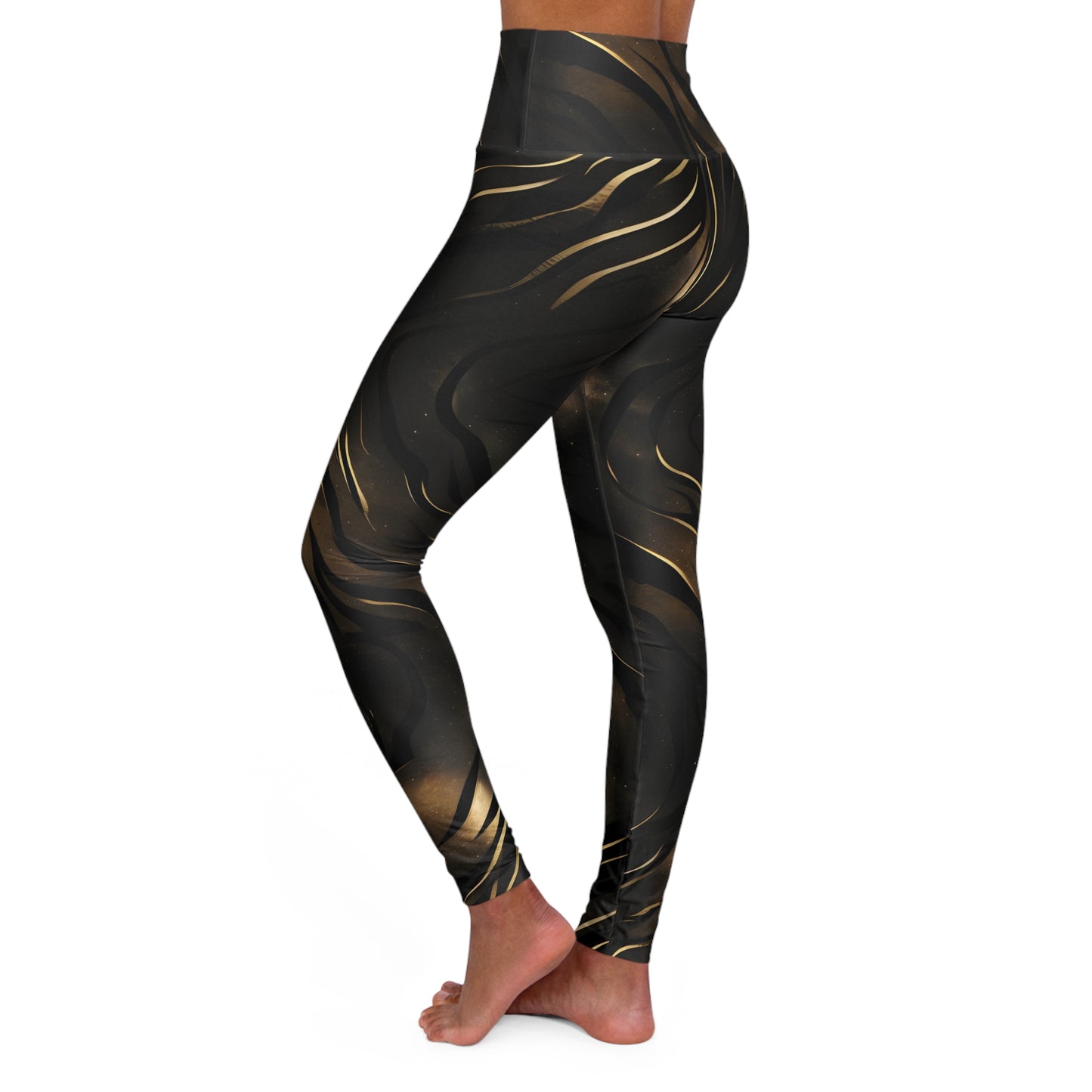 Yoga Leggings - Black and Gold Design