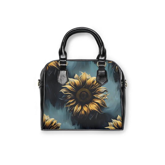 Blue Sunflowers Floral Shoulder Handbag