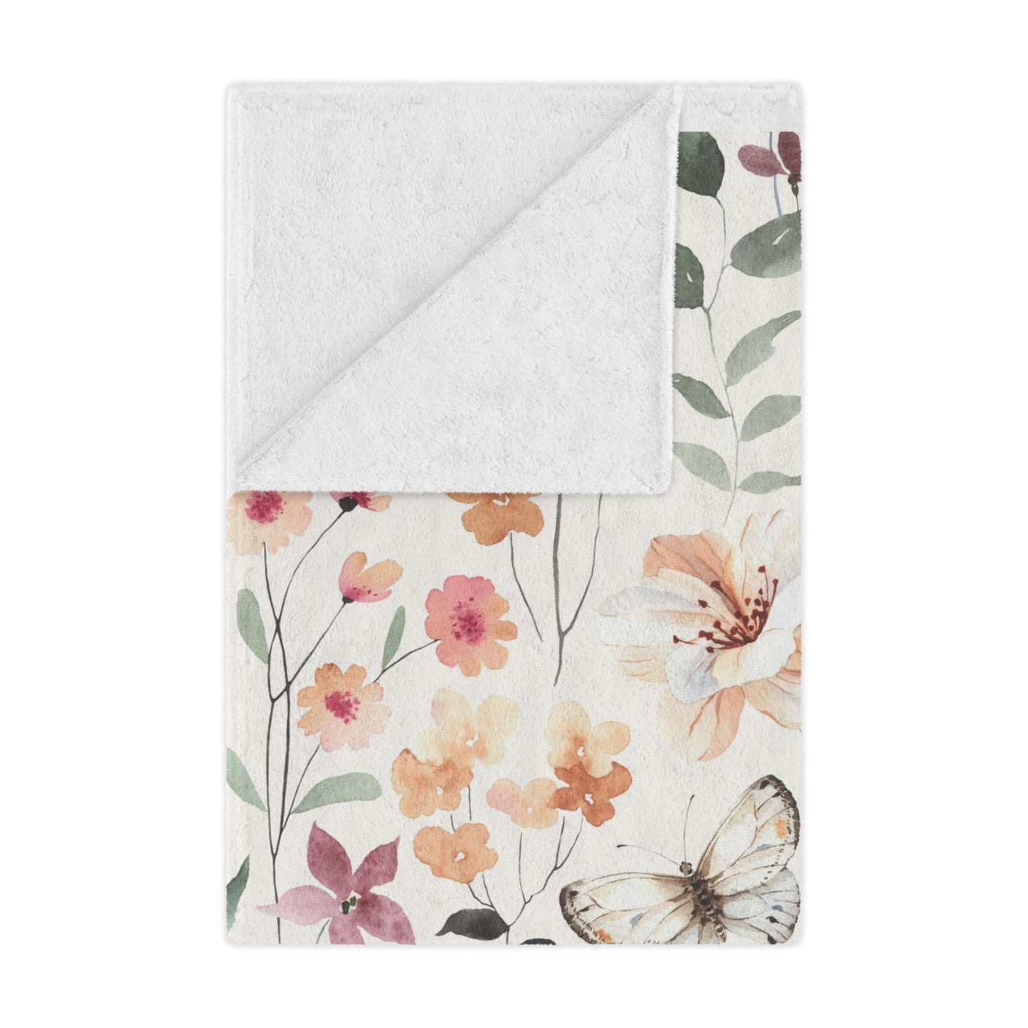 Floral Blanket, Cozy Throw, Baby Shower Gift, Nursery Decor, Soft & Warm Minky Blanket for Home Decor