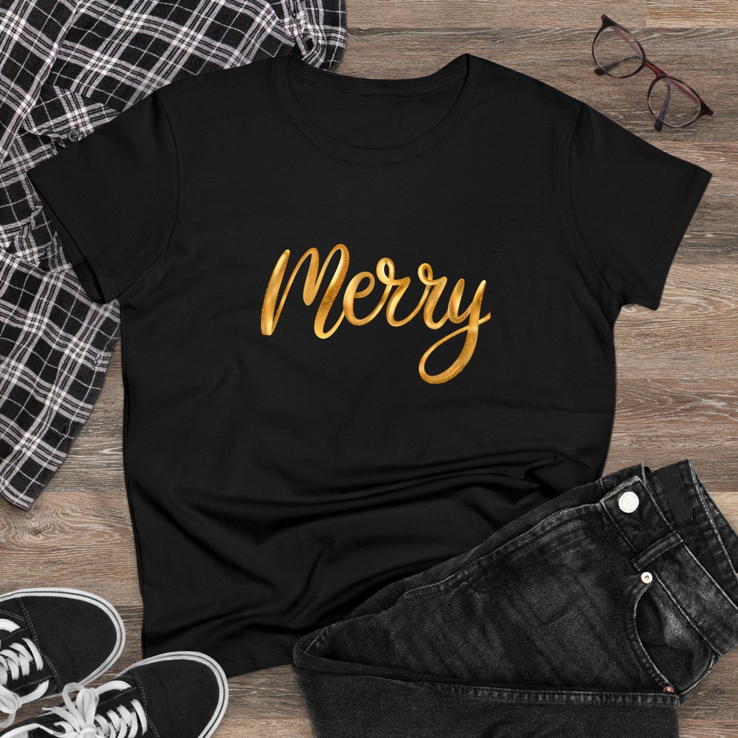 Gold Merry Christmas Tee