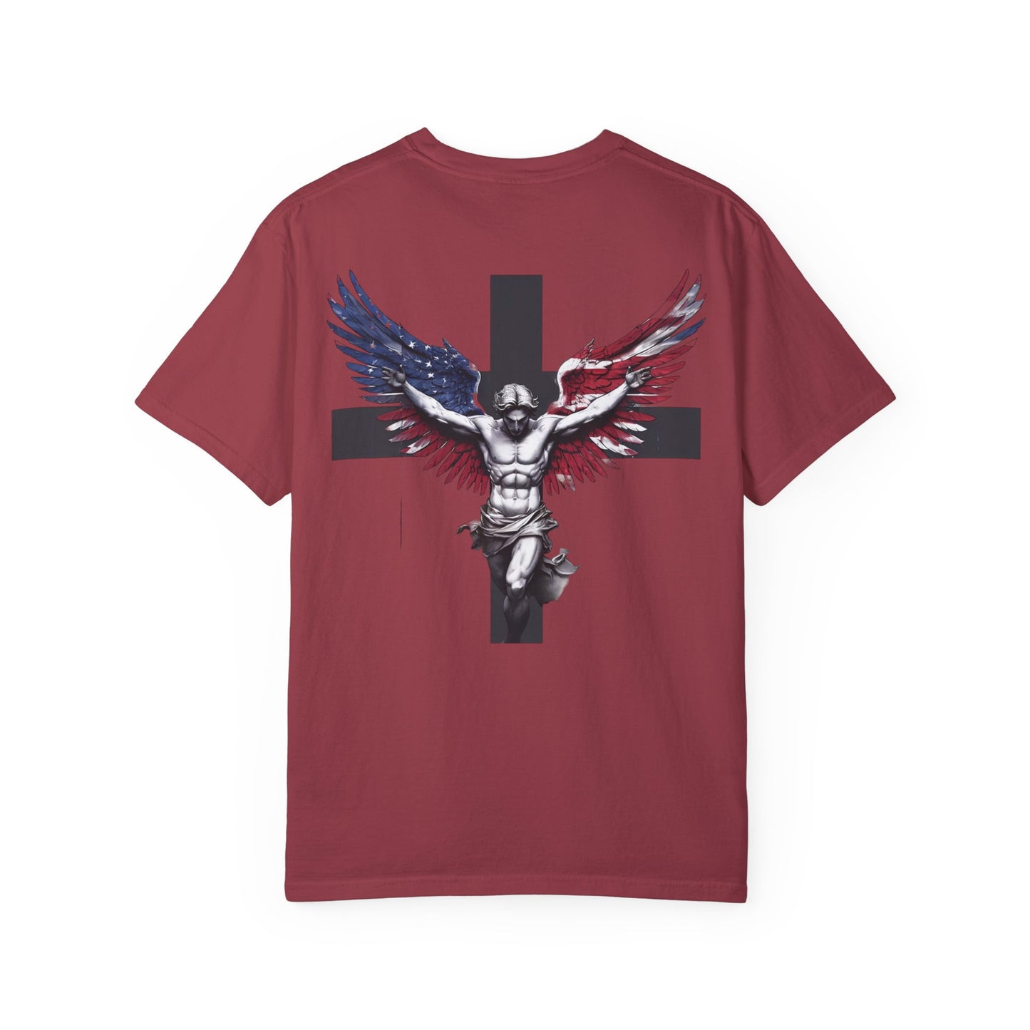 Patriotic T-shirt with Angel and Cross Design