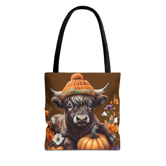 Adorable Cow Pumpkin Tote Bag, Fall Harvest Bag, Animal Lover Gift, Autumn Decor, Festival Essentials, Eco-Friendly Shopping