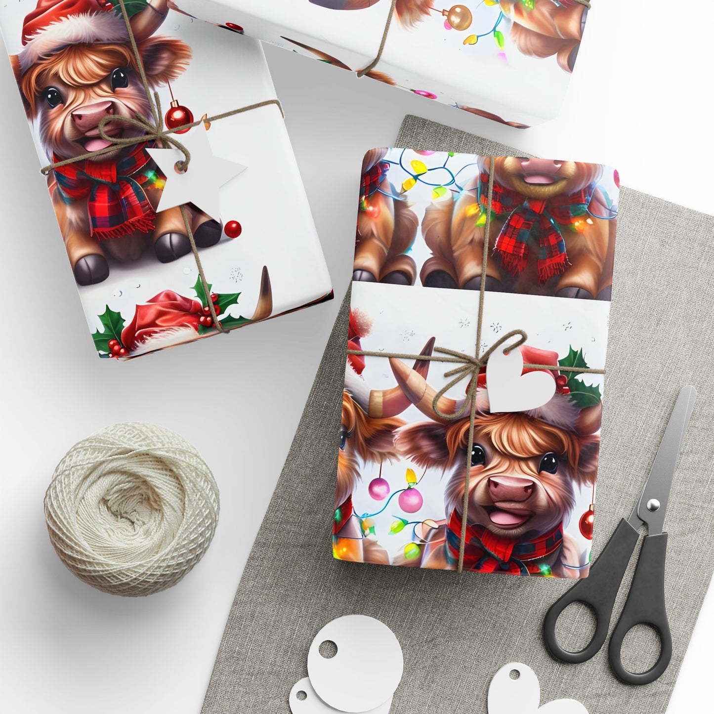 Wrapping Paper - Laughing Highland Cow Design