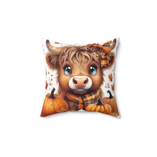 Cozy Autumn Cow Pillow, Fall Decor, Farmhouse Accent, Harvest Gift, Thanksgiving Homeware