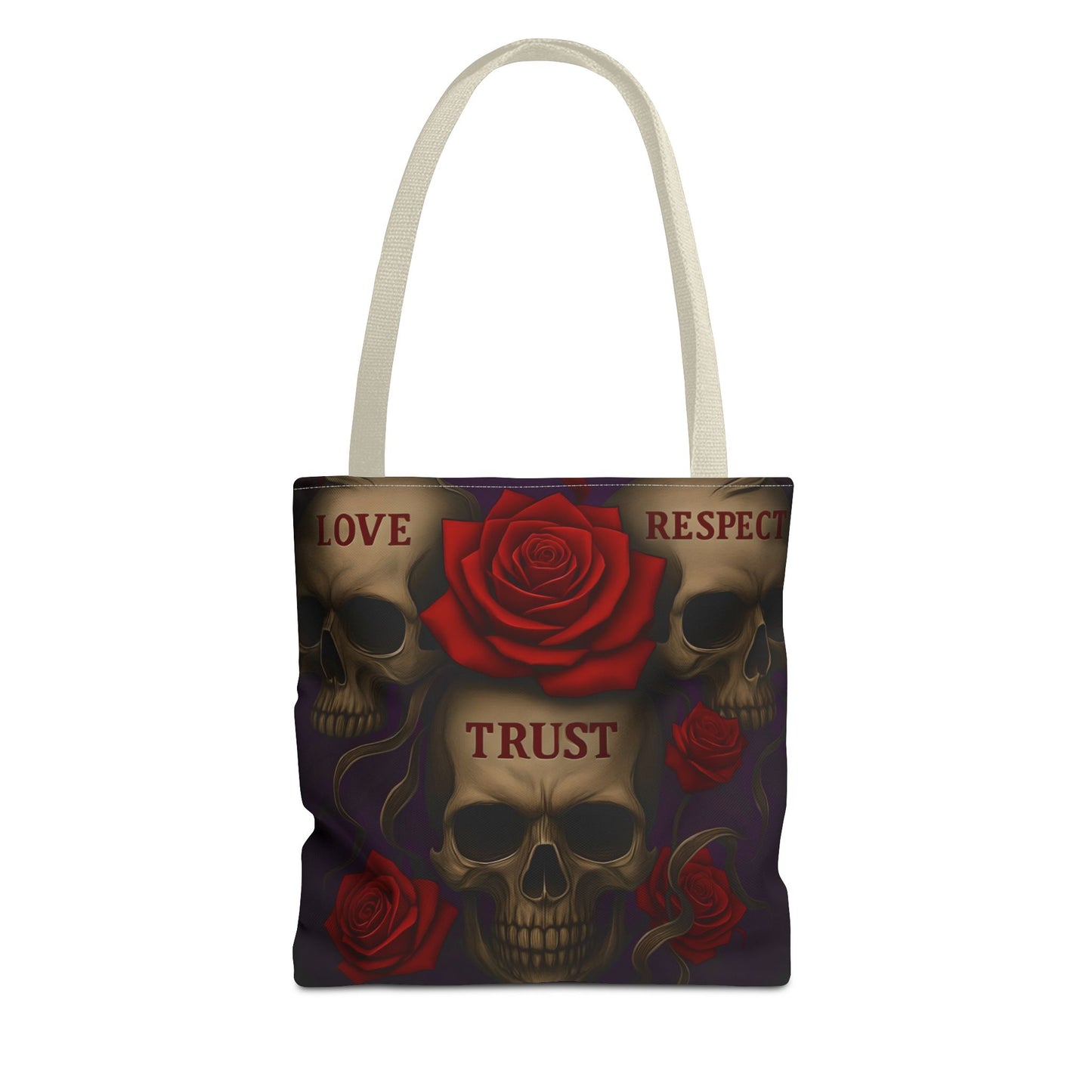 Skull and Red Rose Trust Love Respect Tote