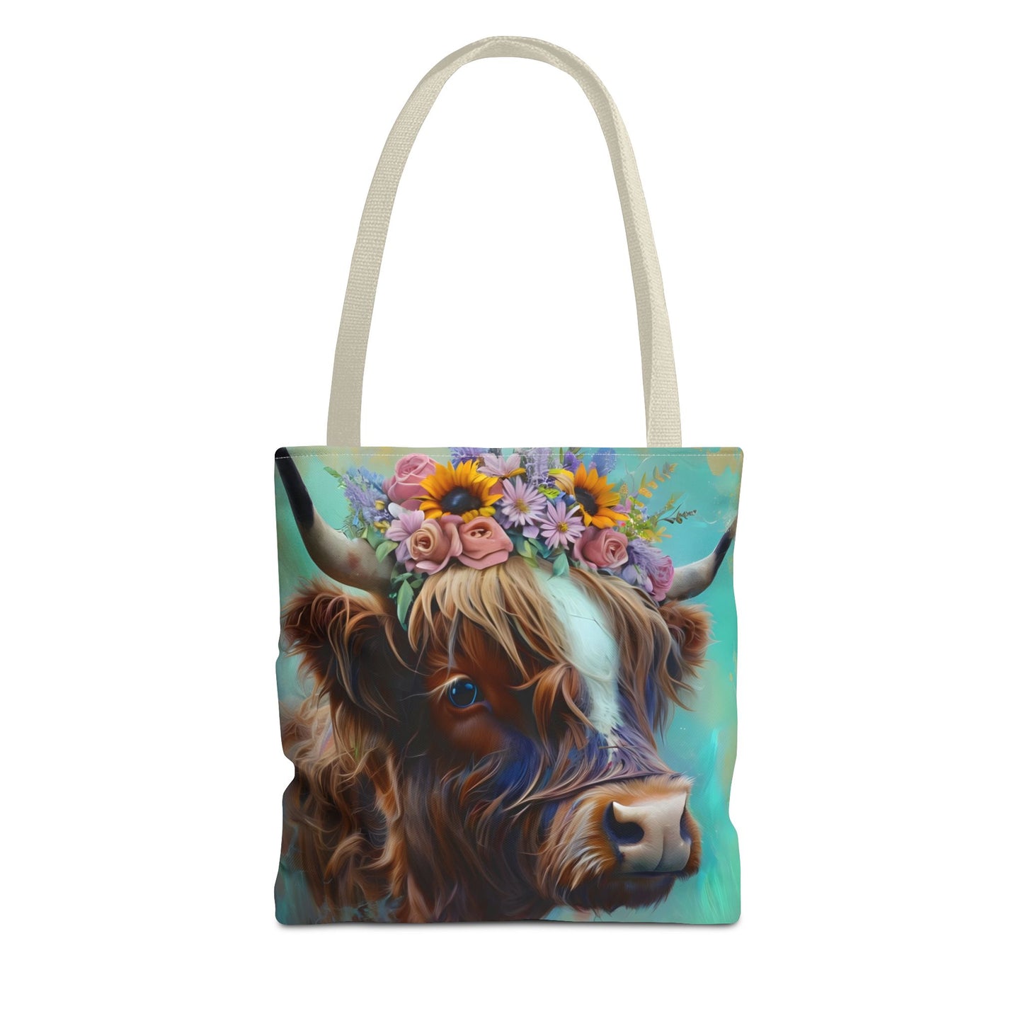 Floral Crown Highland CowTote Bag