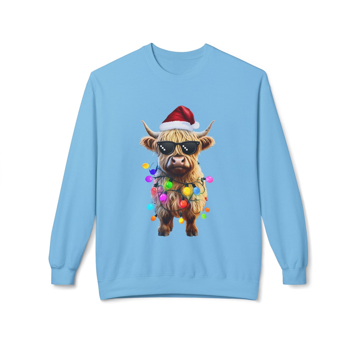 Highland Cow Christmas Lights Sweatshirt