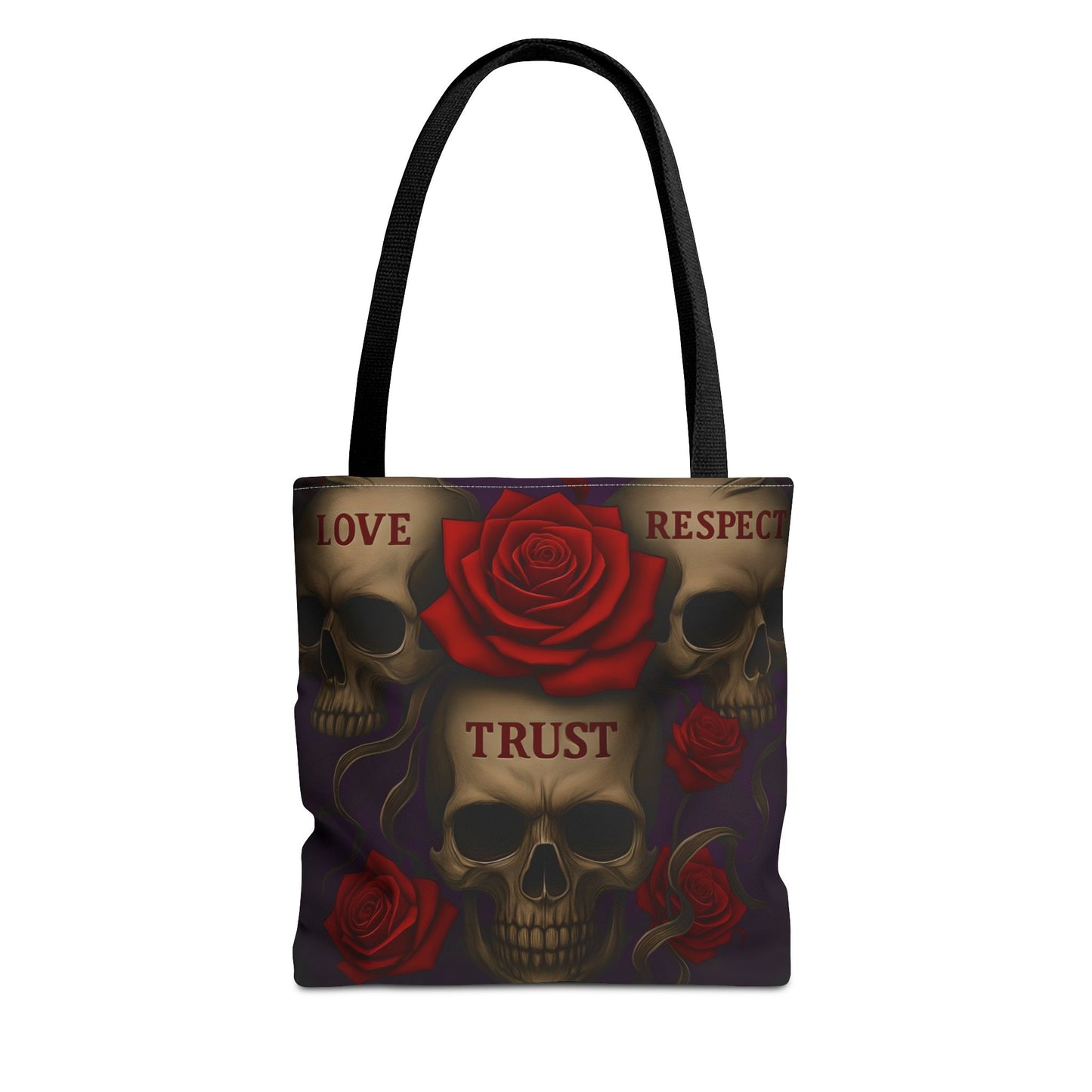 Skull and Red Rose Trust Love Respect Tote