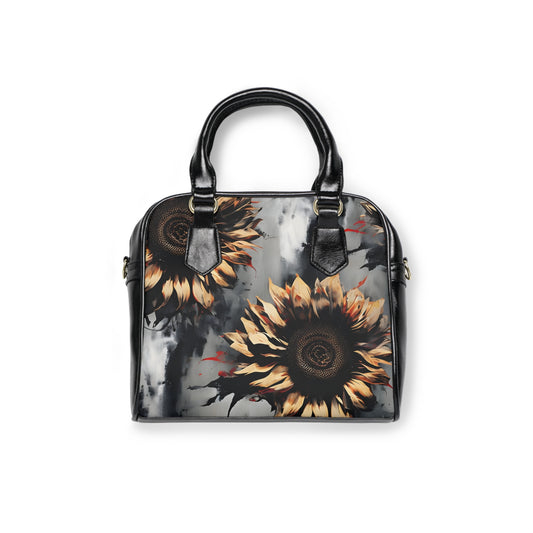 Dark Surreal Sunflower Floral Shoulder Handbag