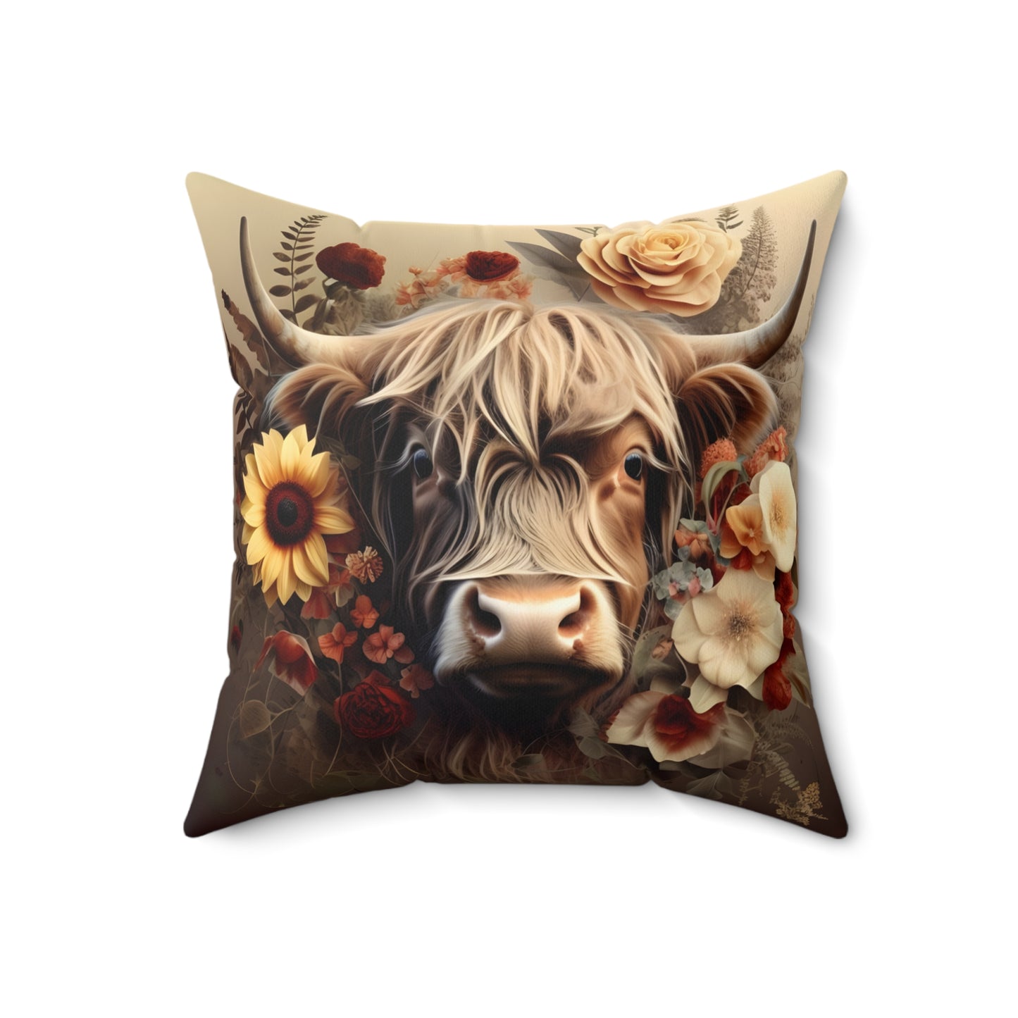 Vintage Highland Cow Pillow