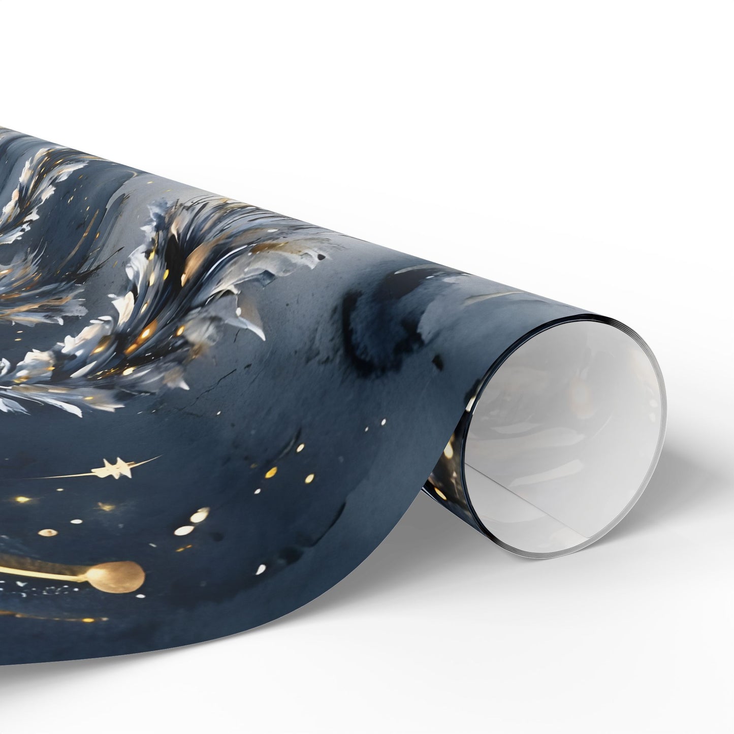 Japanese Trees and Gold Christmas Wrapping Paper