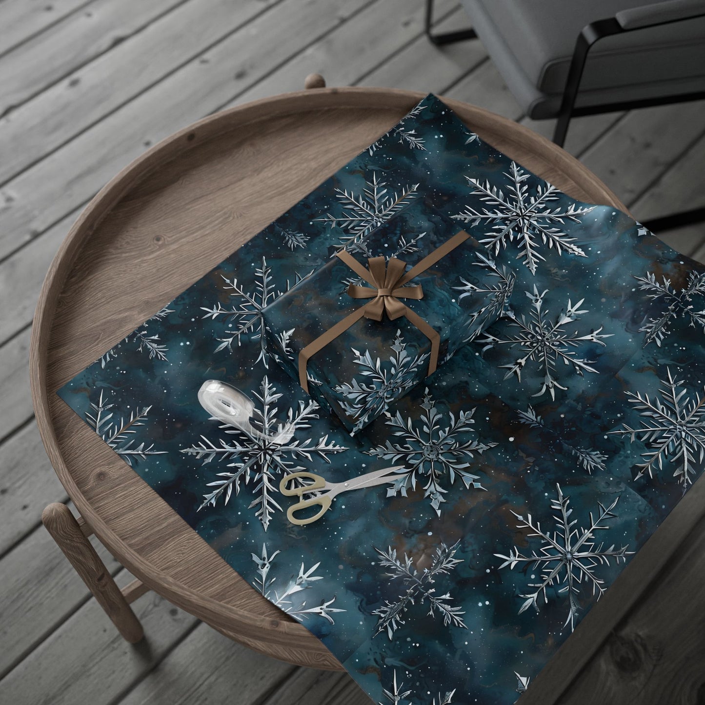 Holiday Metallic Snowflake Wrapping Paper