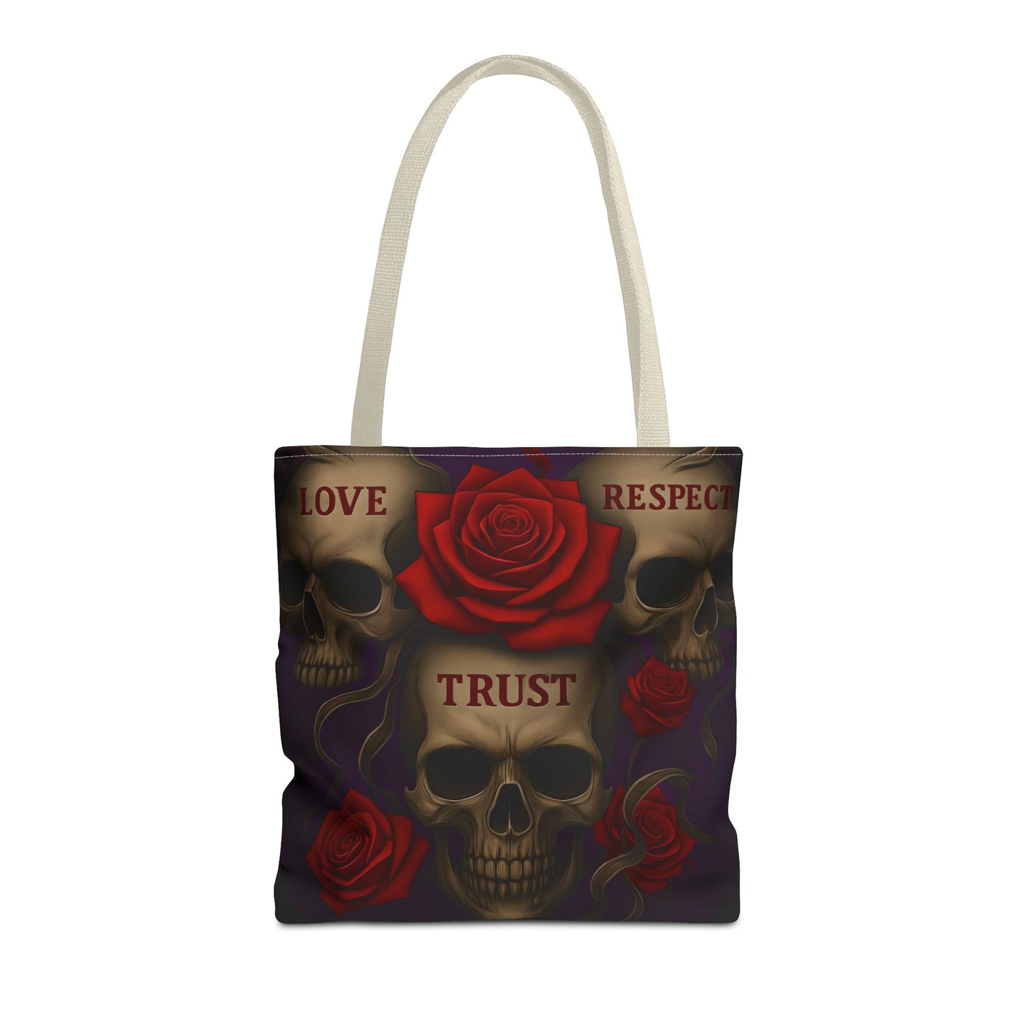 Skull and Red Rose Trust Love Respect Tote