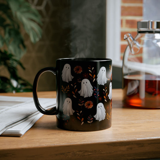 Halloween Ghost Mug, Cute Ceramic Cup, Fall Decor, Gift for Spooky Season Lovers, Coffee, Tea, Autumn Atmosphere
