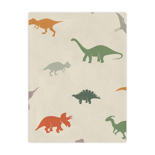 Dinosaur Blanket, Cozy Toddler Nursery Décor, Soft Baby Gift, Dino Themed Throw, Ideal for Birthdays, Minky Bedding