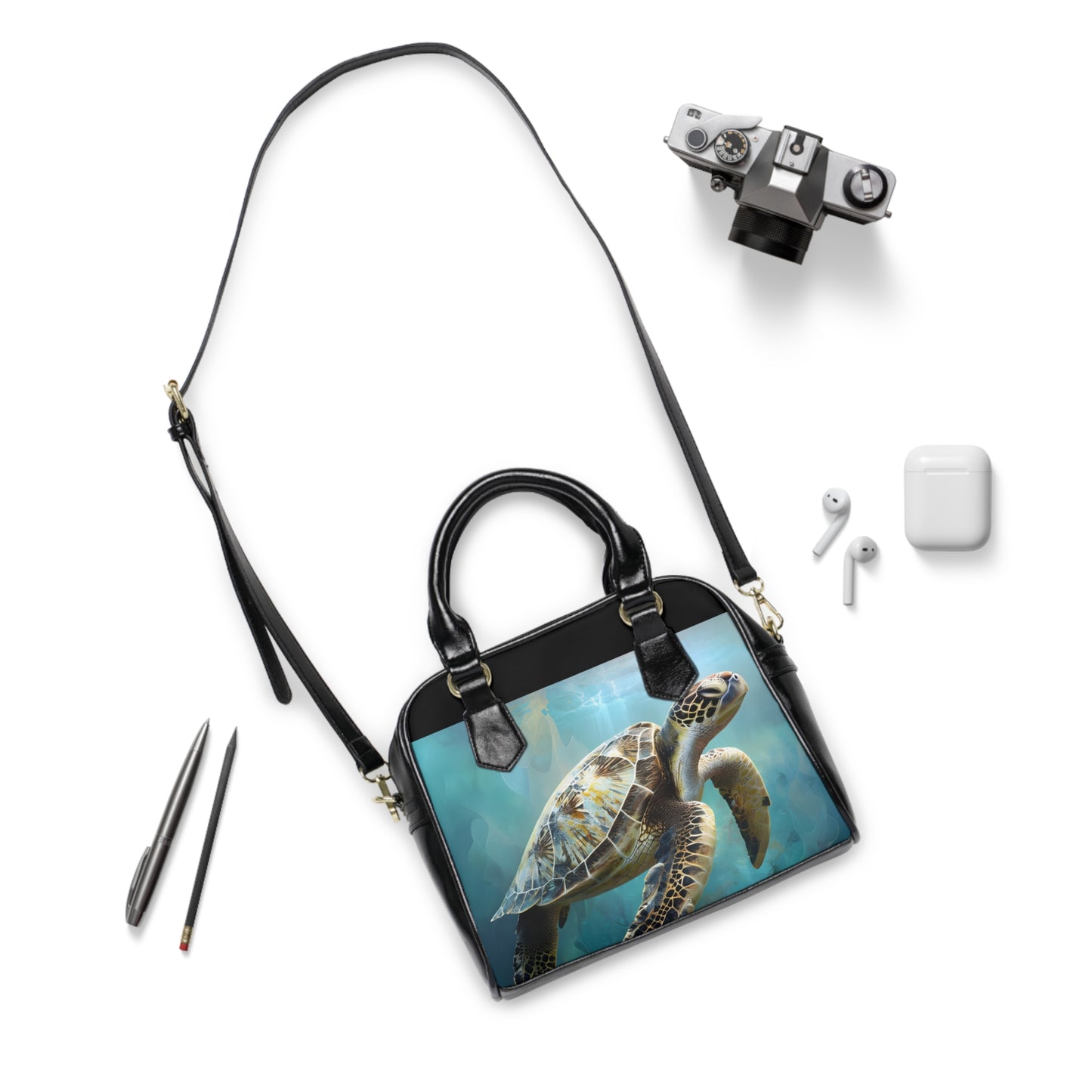 Blue Turtle Shoulder Handbag