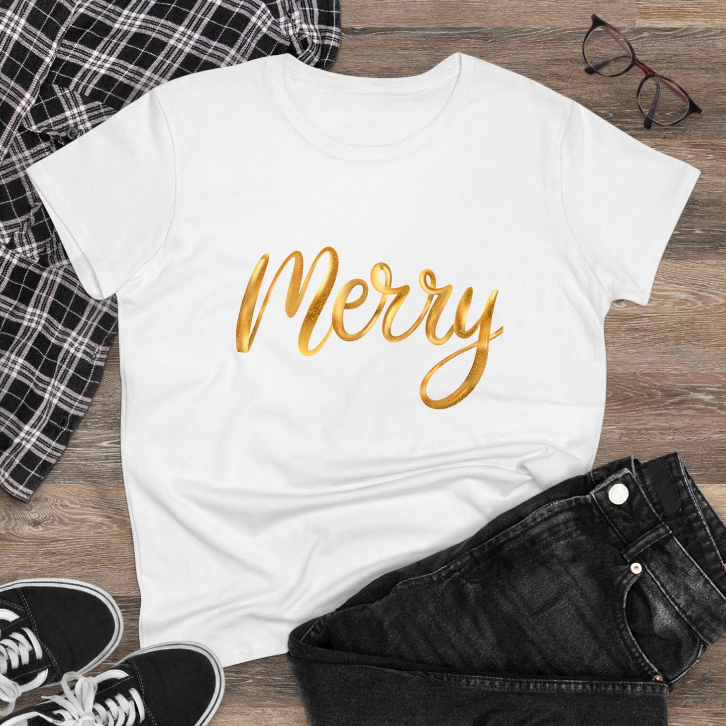 Gold Merry Christmas Tee