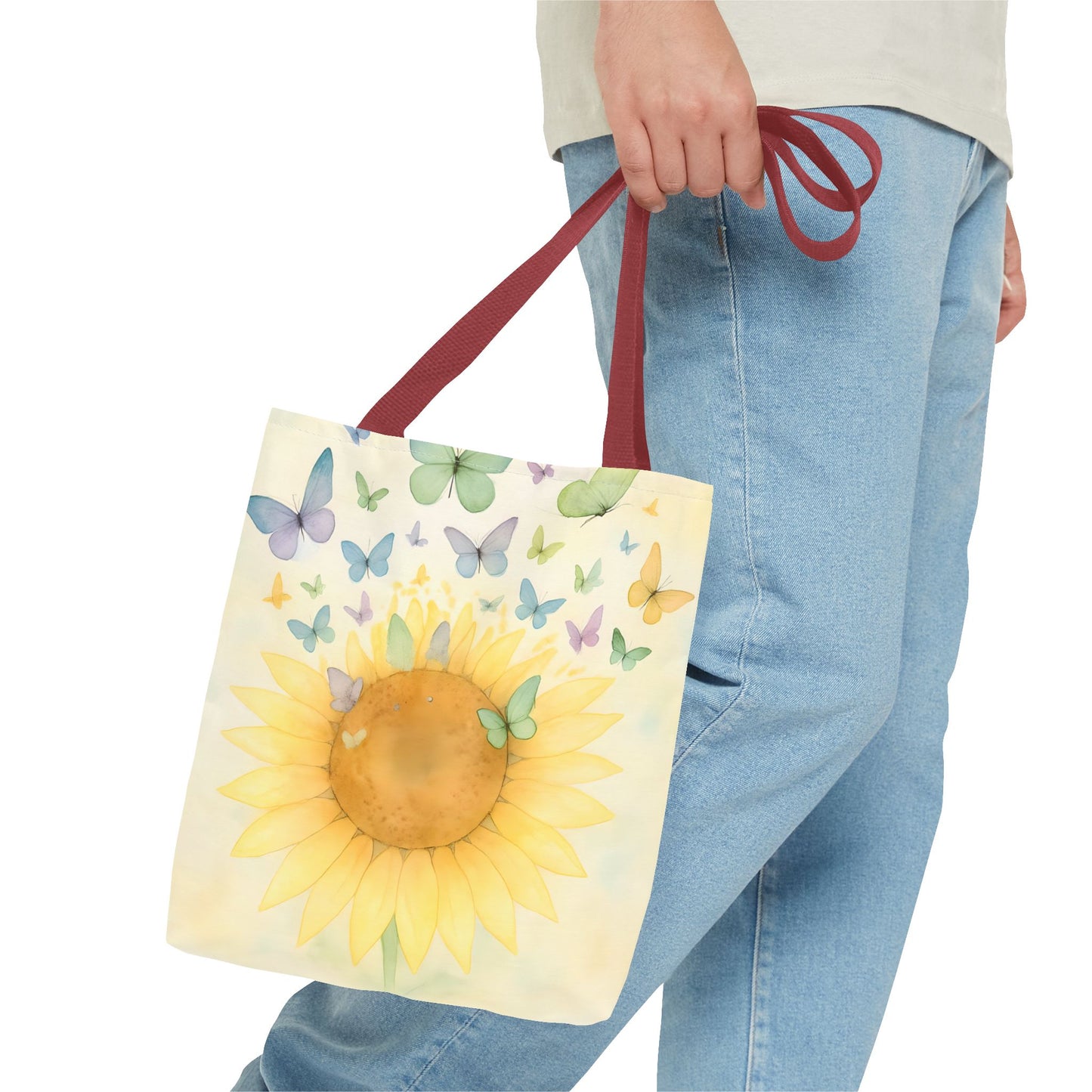 Sunflower and Butterflies Tote Bag | Eco-Friendly Shopping Bag, Floral Gift, Summer Accessory, Travel Tote, Beach Bag