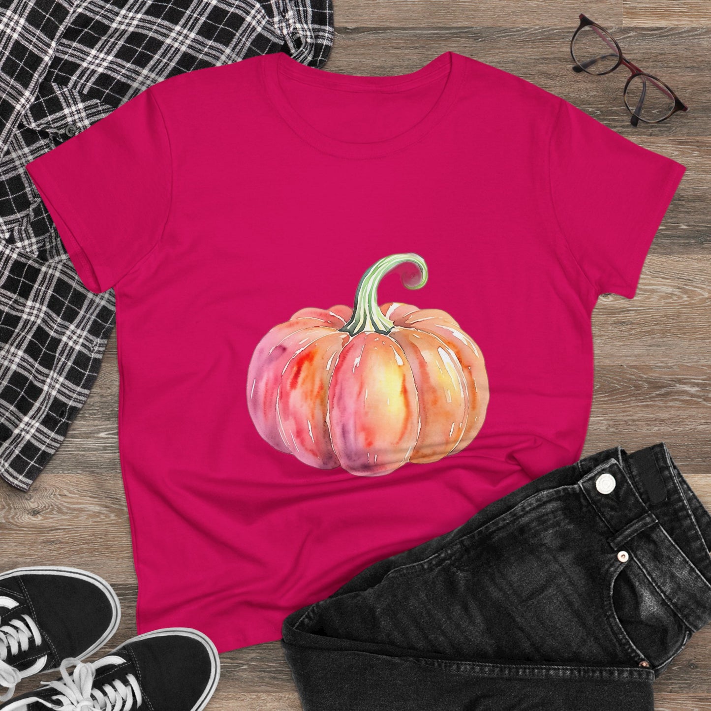 Watercolor Pumpkin Tee, Fall Shirt, Autumn Fashion, Harvest Top, Halloween Outfit, Thanksgiving Gift
