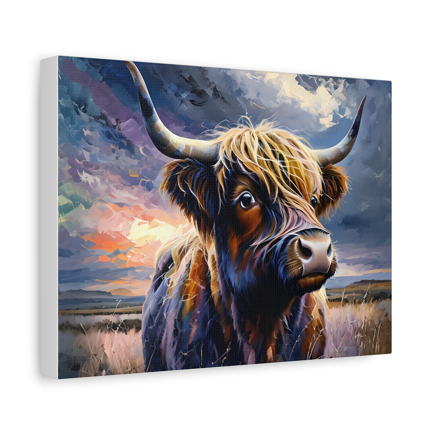 Canvas Print - Highland Cow on the plains