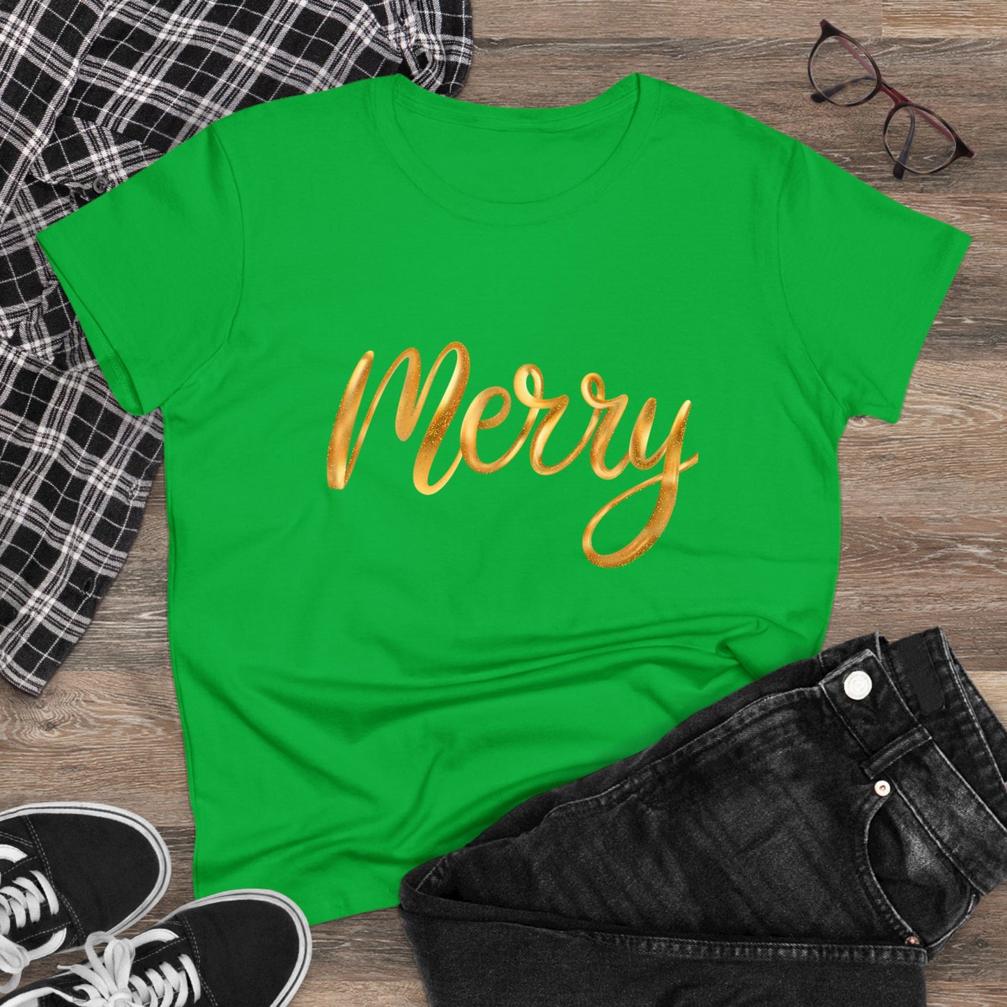 Gold Merry Christmas Tee