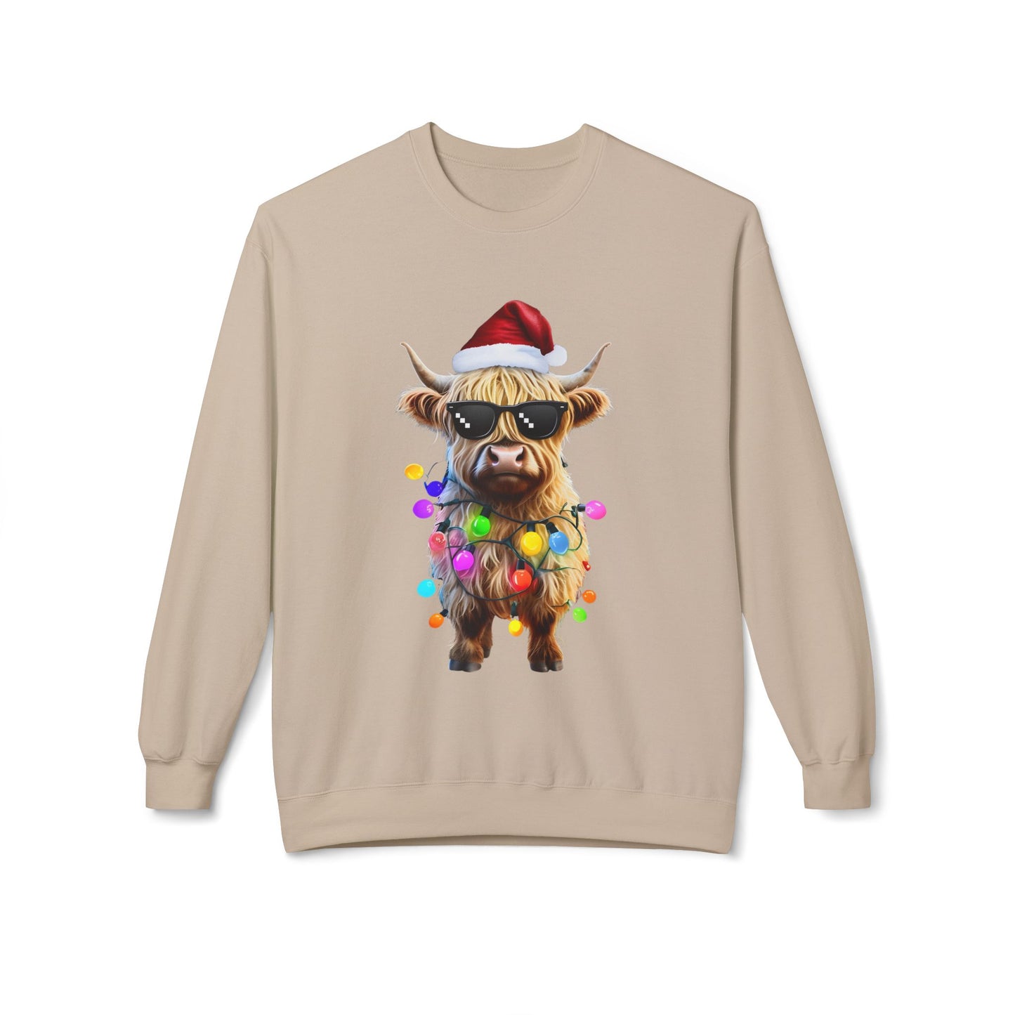 Highland Cow Christmas Lights Sweatshirt