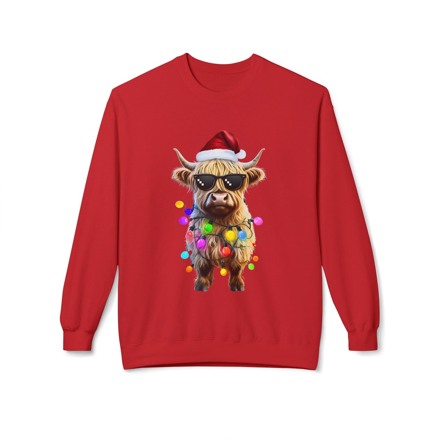 Highland Cow Christmas Lights Sweatshirt