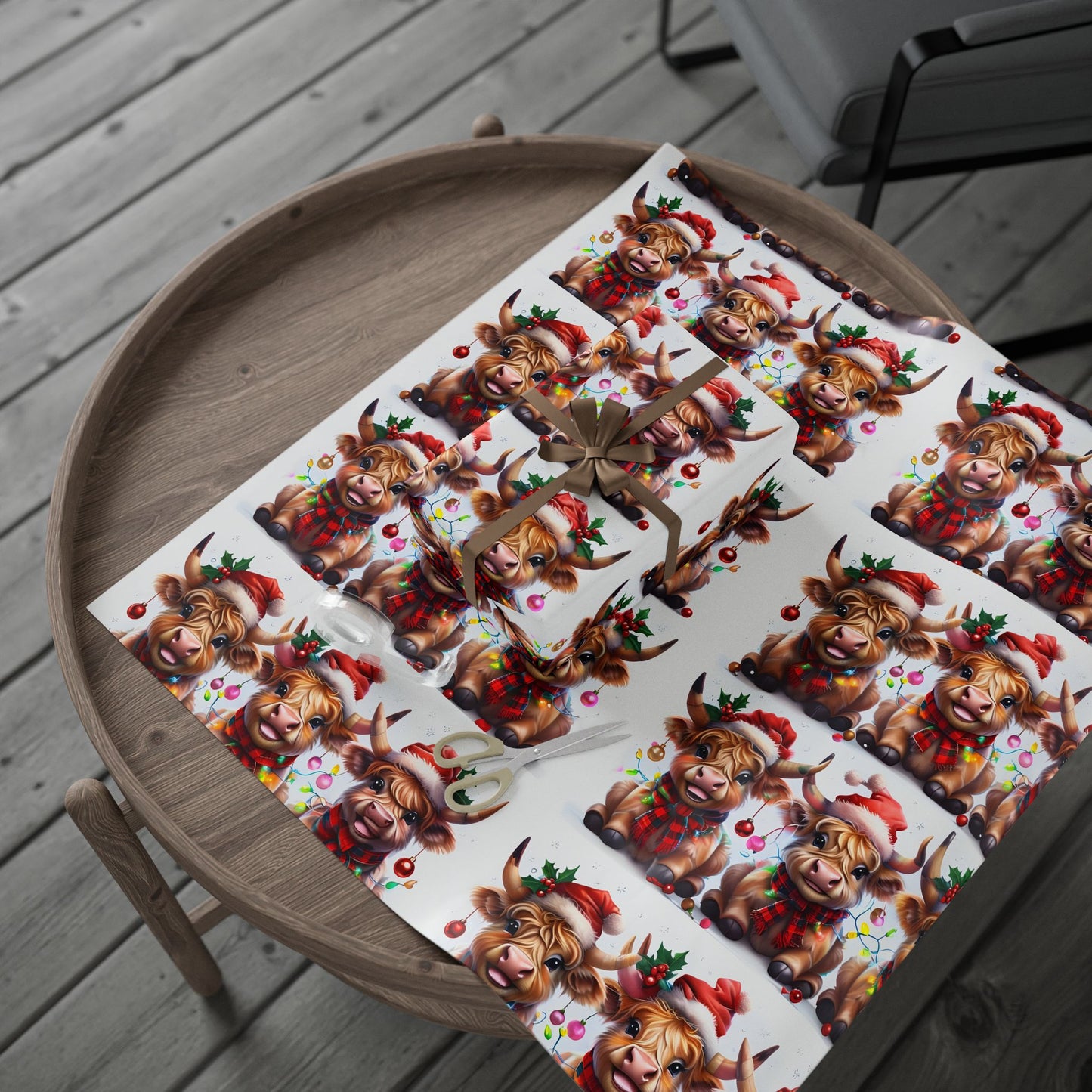 Wrapping Paper - Laughing Highland Cow Design