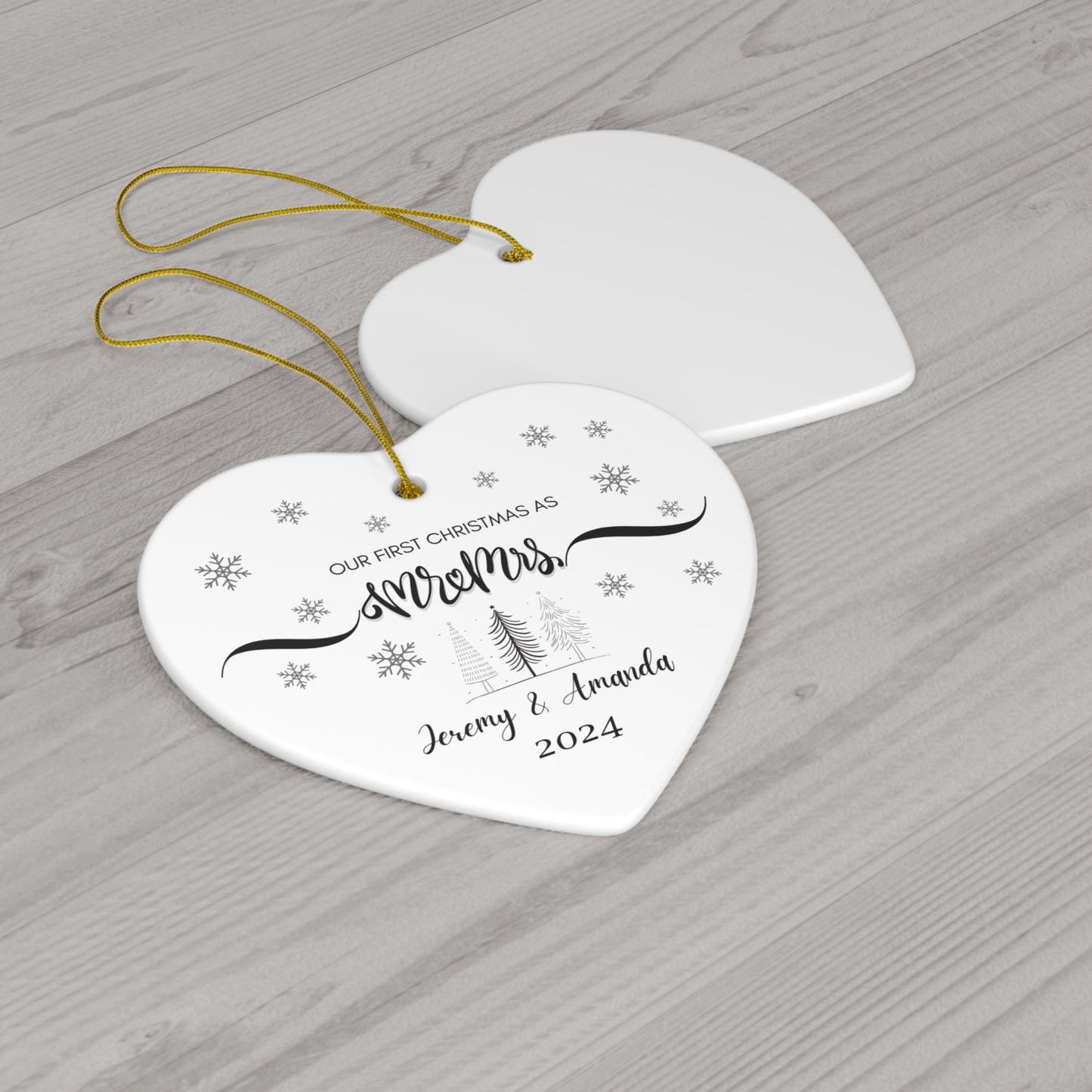 Our First Christmas Married Personalized Heart Ornament