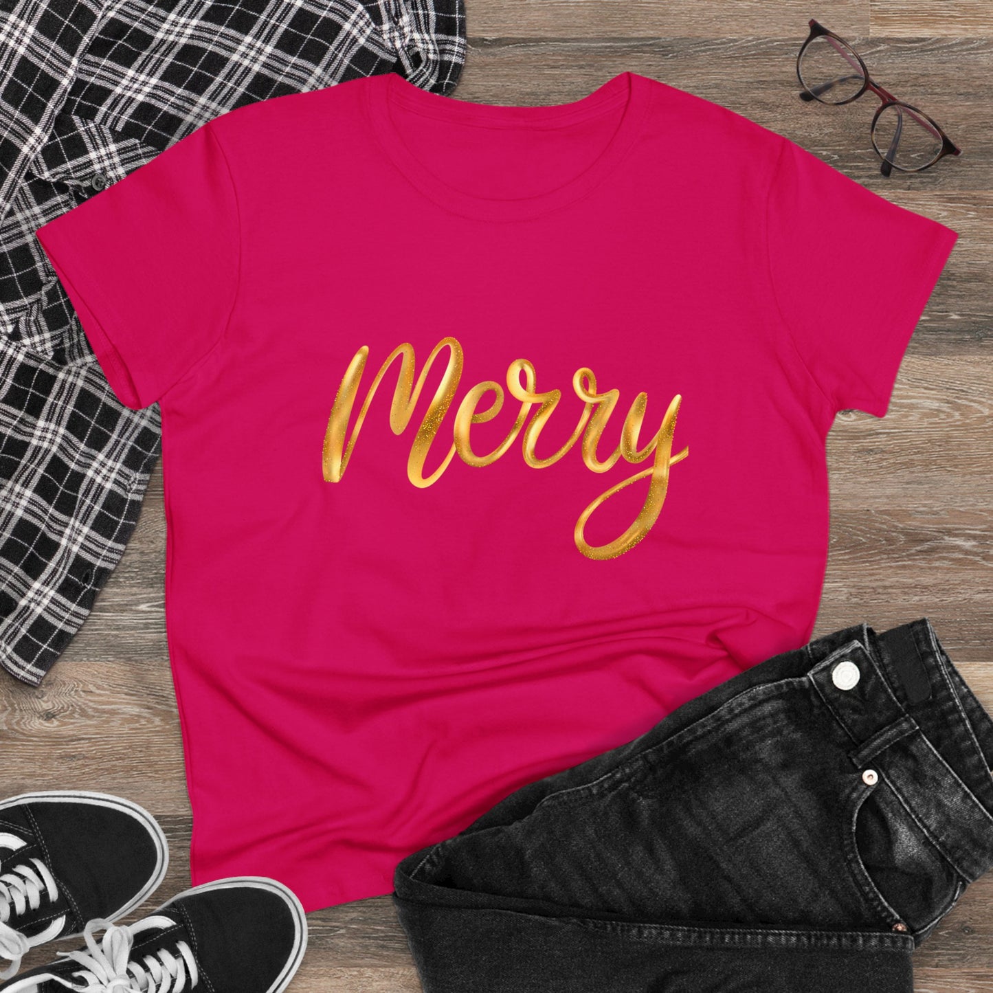 Gold Merry Christmas Tee