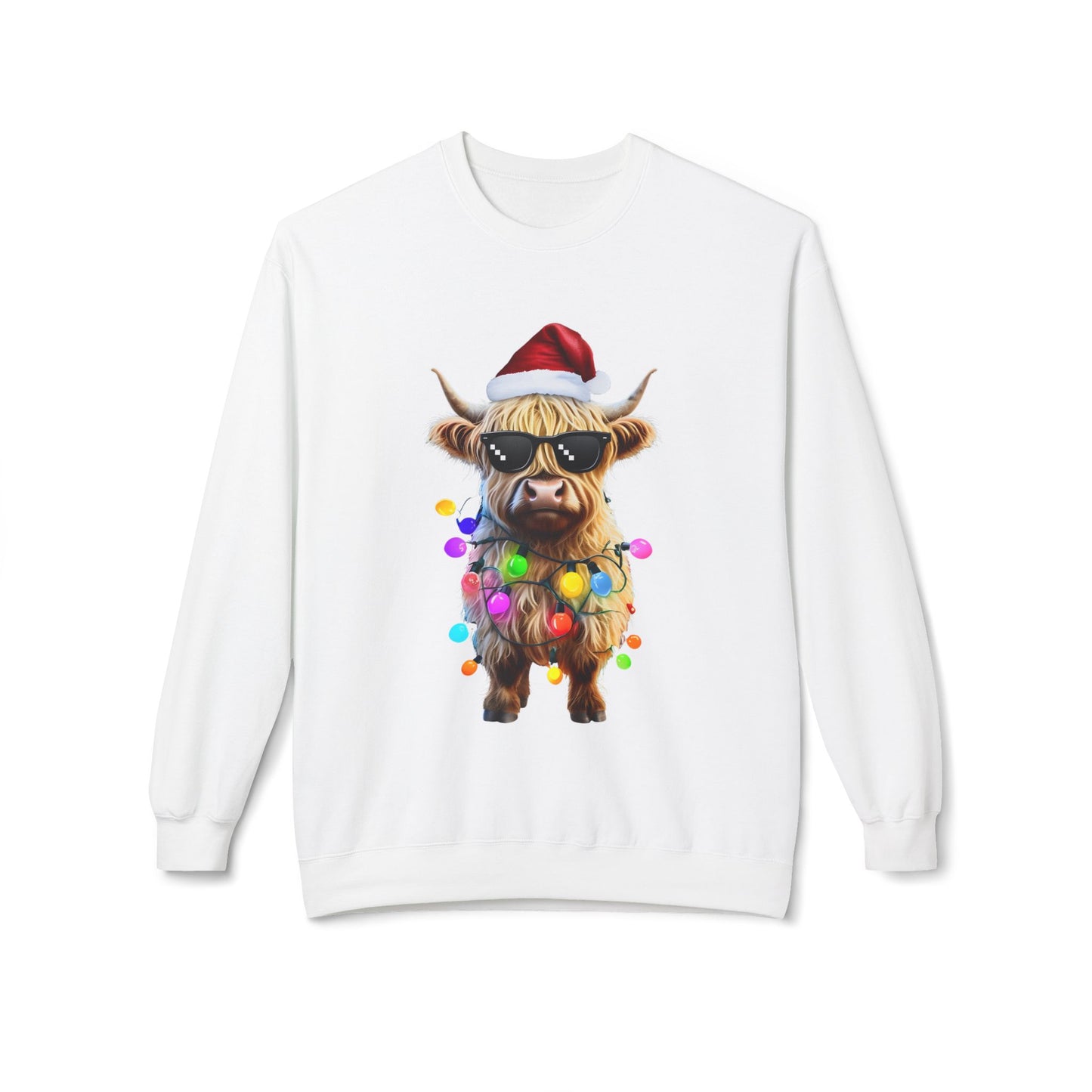 Highland Cow Christmas Lights Sweatshirt