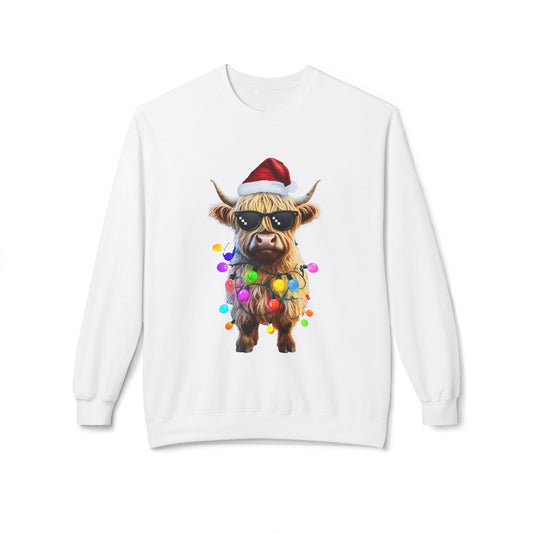 Highland Cow Christmas Lights Sweatshirt