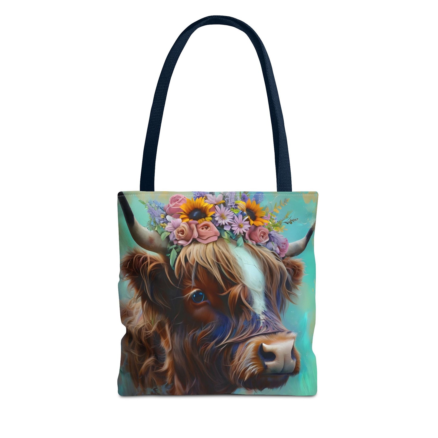 Floral Crown Highland CowTote Bag