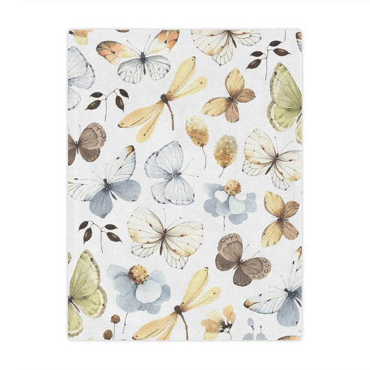 Butterfly Minky Blanket - Cozy Floral Throw, Ideal for Baby Shower, Nursery Decor, Gift for Kids, Soft Plush Blanket