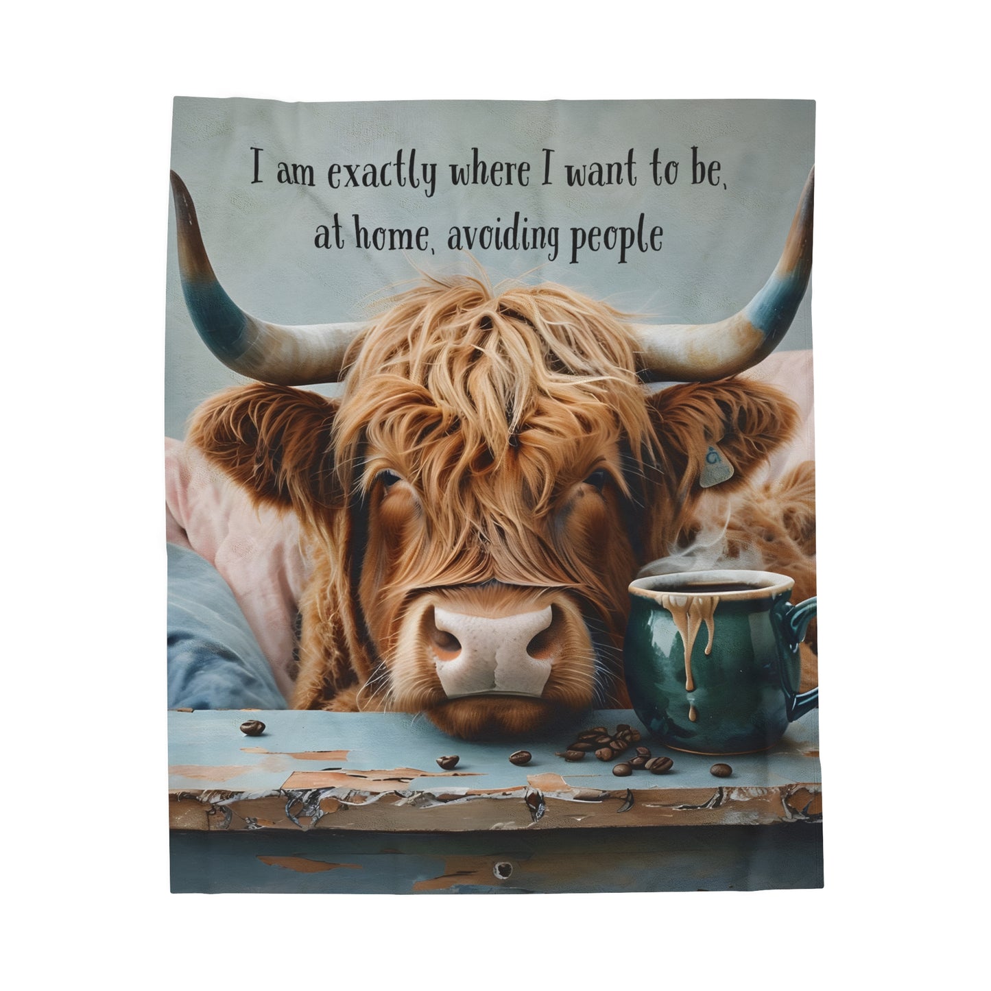 Plush Blanket - Highland Cow Design - Cozy Home Decor Gift