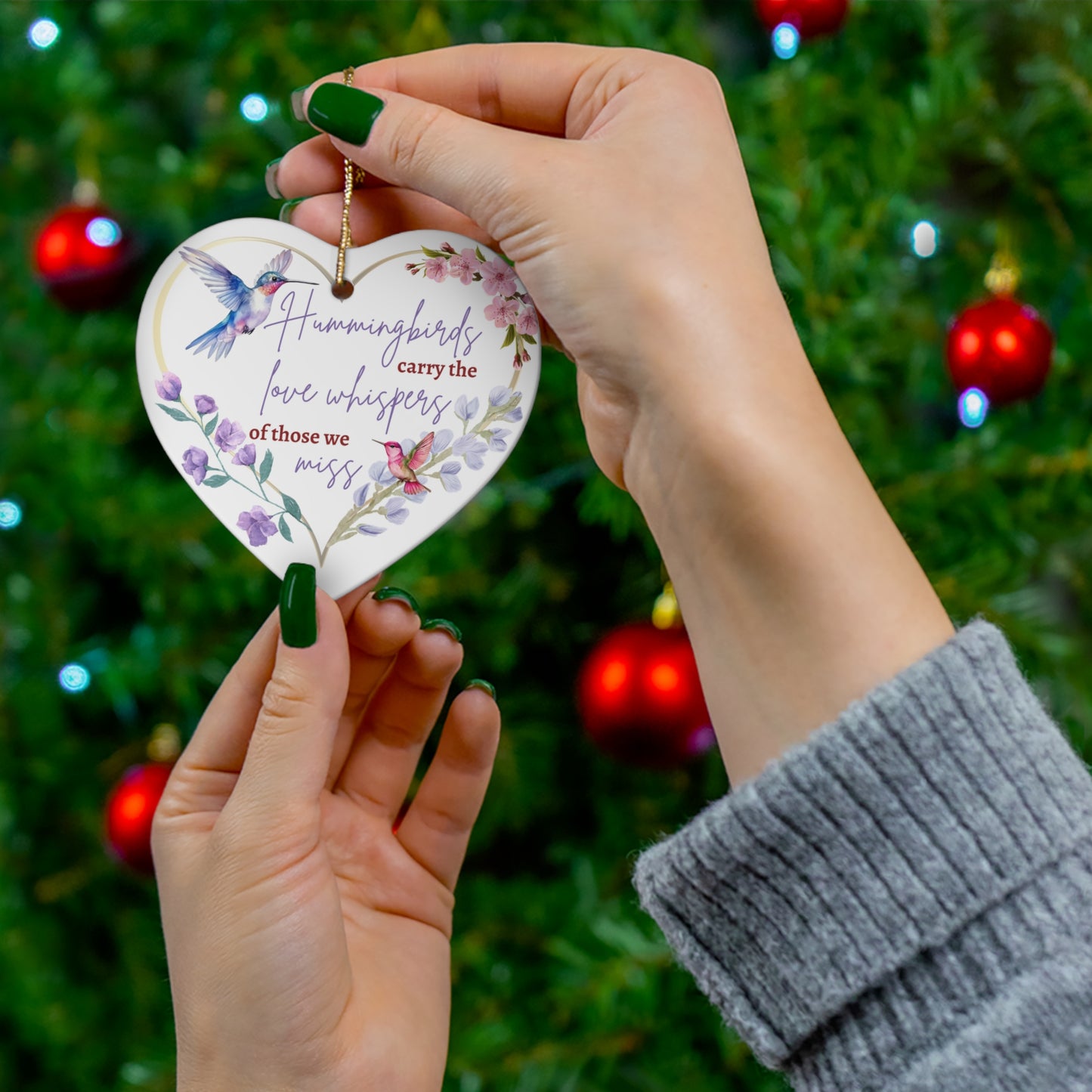 Ceramic Ornament Christmas Hummingbirds