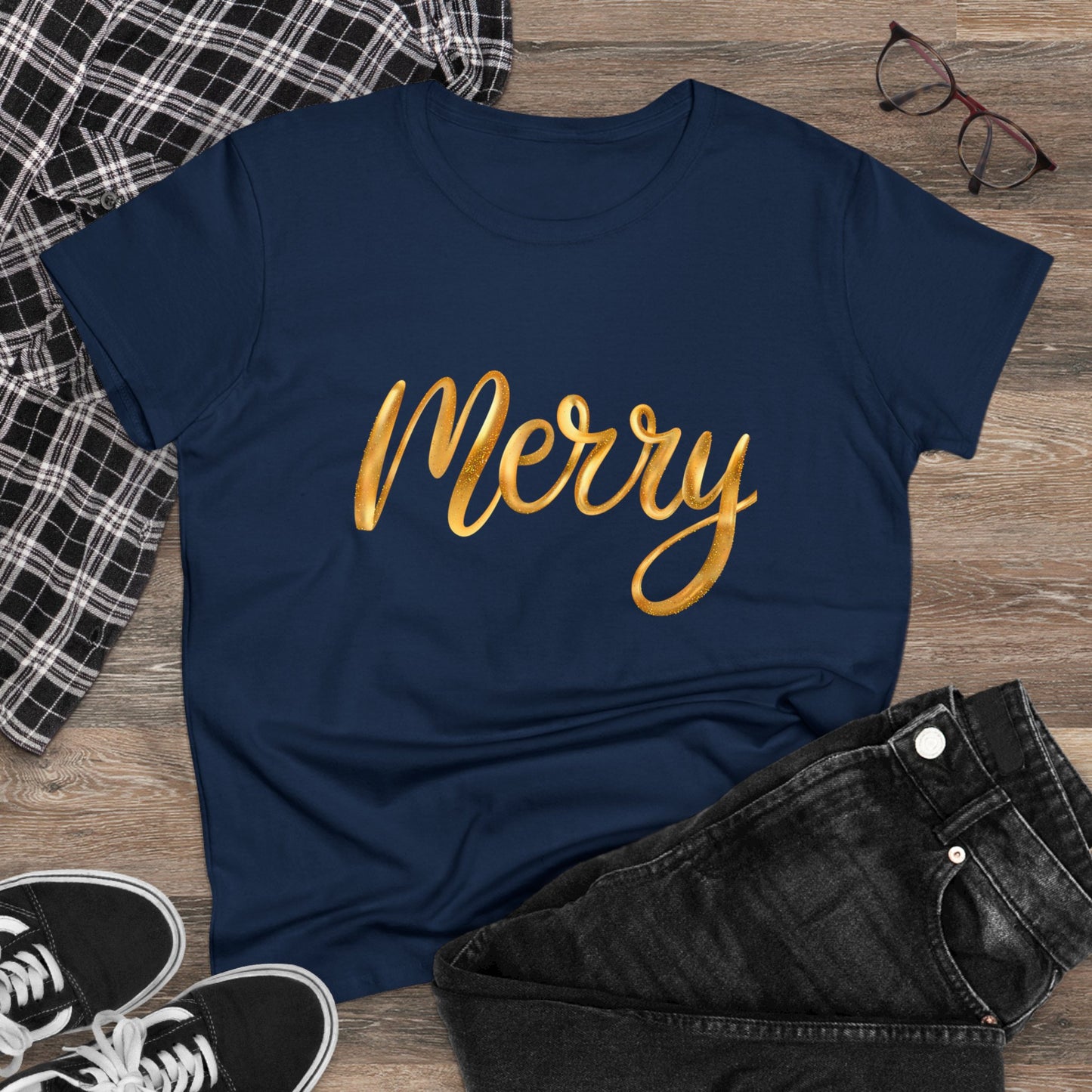 Gold Merry Christmas Tee