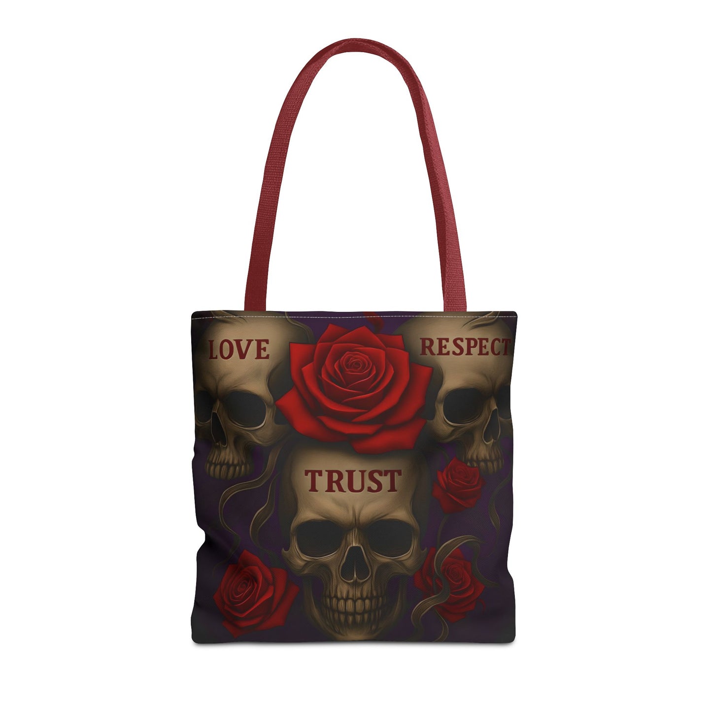 Skull and Red Rose Trust Love Respect Tote