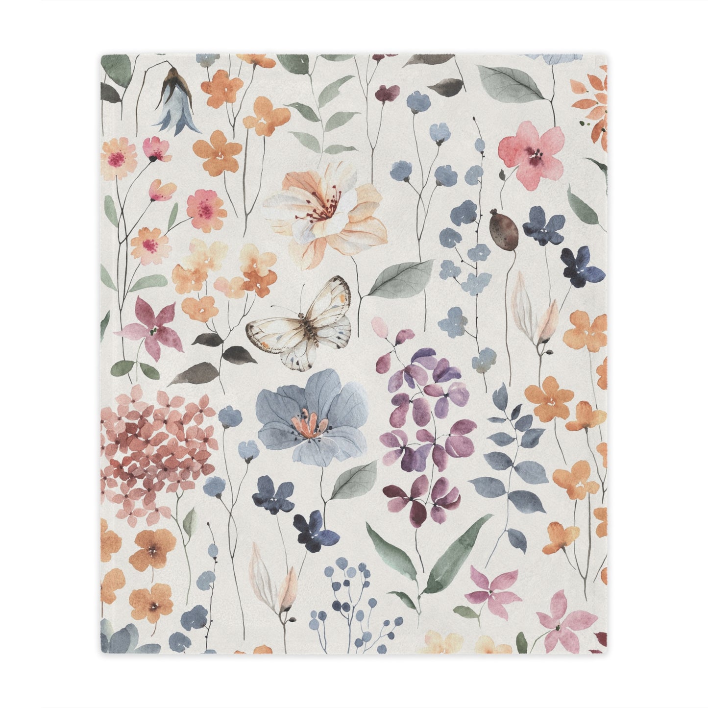 Floral Blanket, Cozy Throw, Baby Shower Gift, Nursery Decor, Soft & Warm Minky Blanket for Home Decor