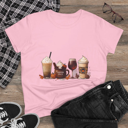 Autumnal Coffee-Themed Women's T-Shirt, Cozy Fall Tee, Pumpkin Spice Lovers Gift, Casual Everyday Wear, Thanksgiving Top