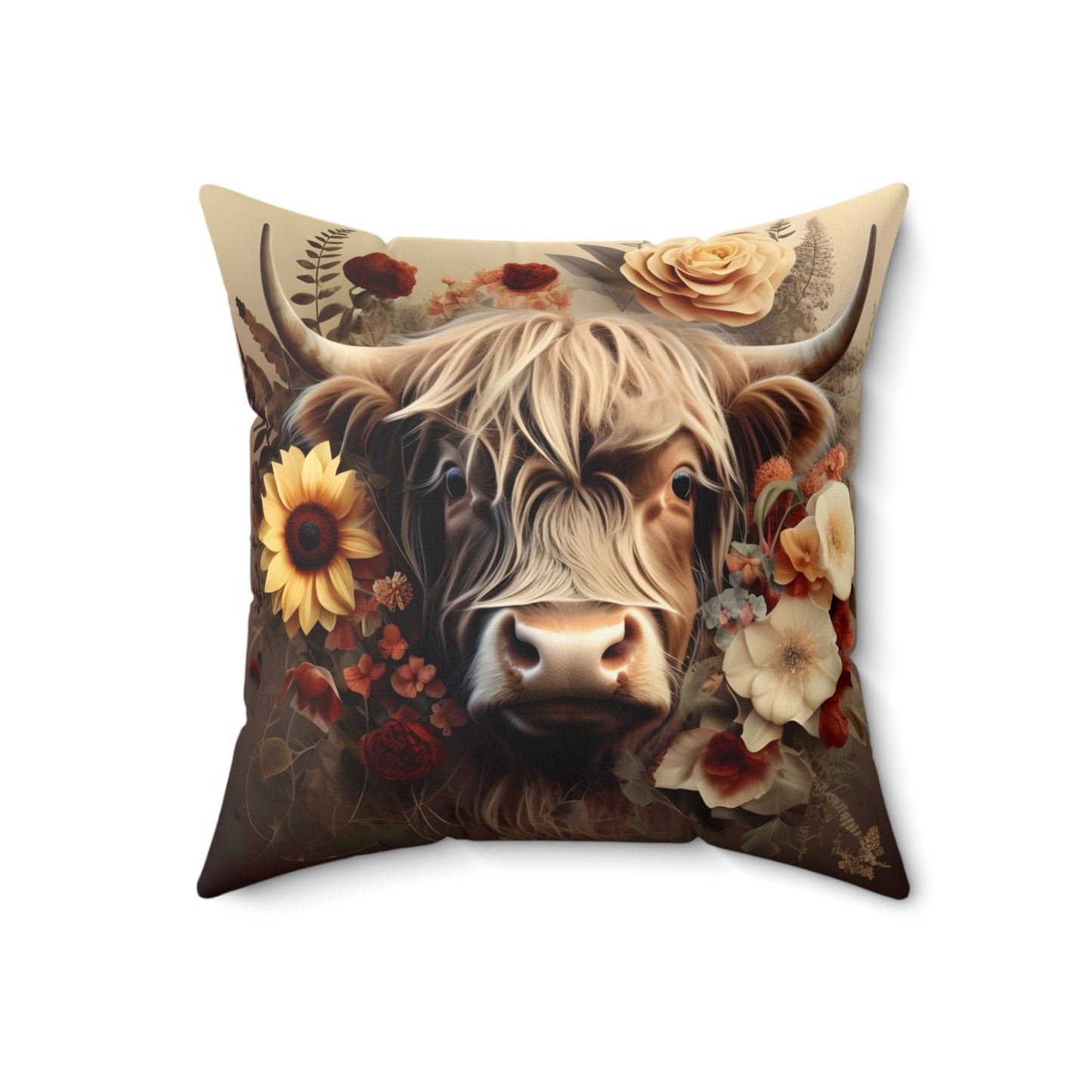 Vintage Highland Cow Pillow