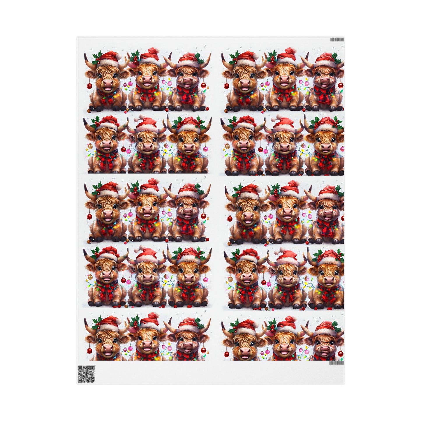 Wrapping Paper - Laughing Highland Cow Design