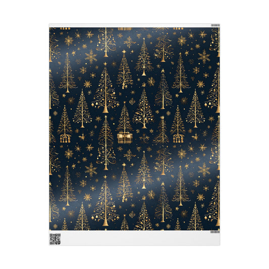 Wrapping Paper - Gold Christmas Tree Design for Holiday Gift Wrapping